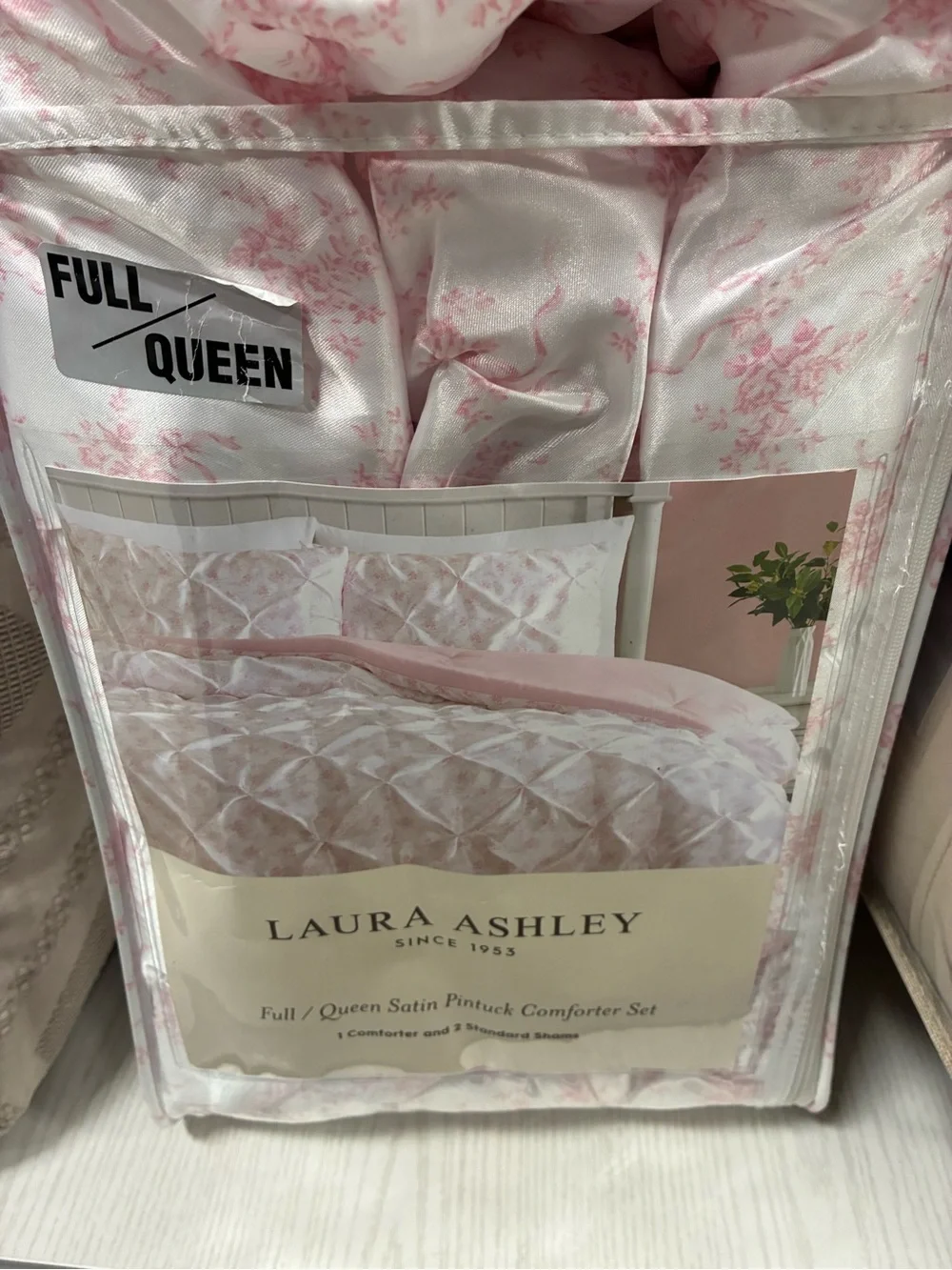 Laura Ashley Pink Satin Pintuck Comforter Set